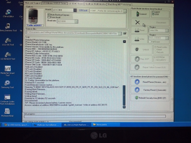 LG - C300 MORTO APOS FLASH