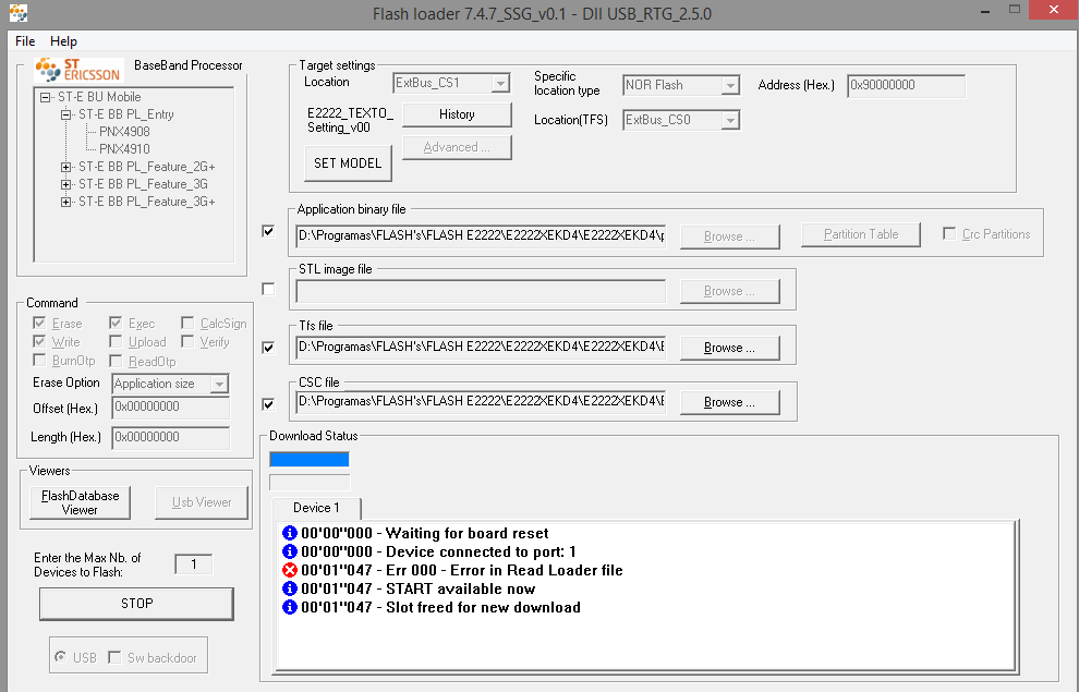 GT-E2222 - Problema na hora de efetuar o Flashing.