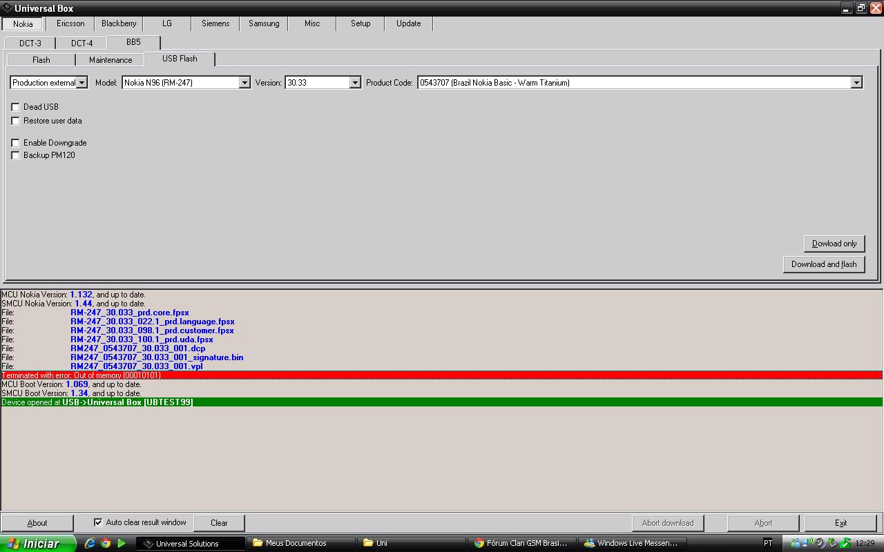 Erro Universal box Flash Online