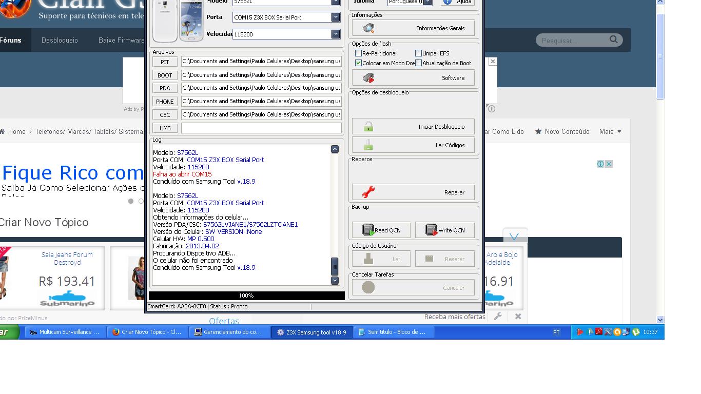 s7562l dando erro na z3x