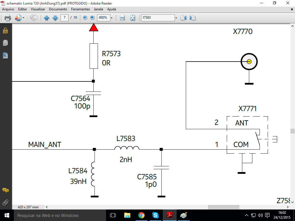 Nokia Lumia 720 Conector Antena Cabo Coaxial
