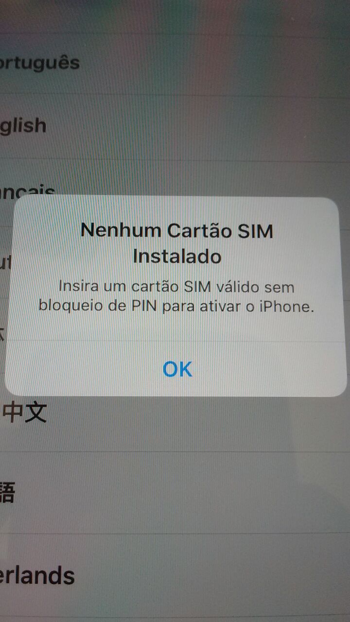 iPhone 6 não reconhece nenhum chip SIM CARD