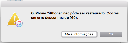 iTunes (erro 40) Restauração
