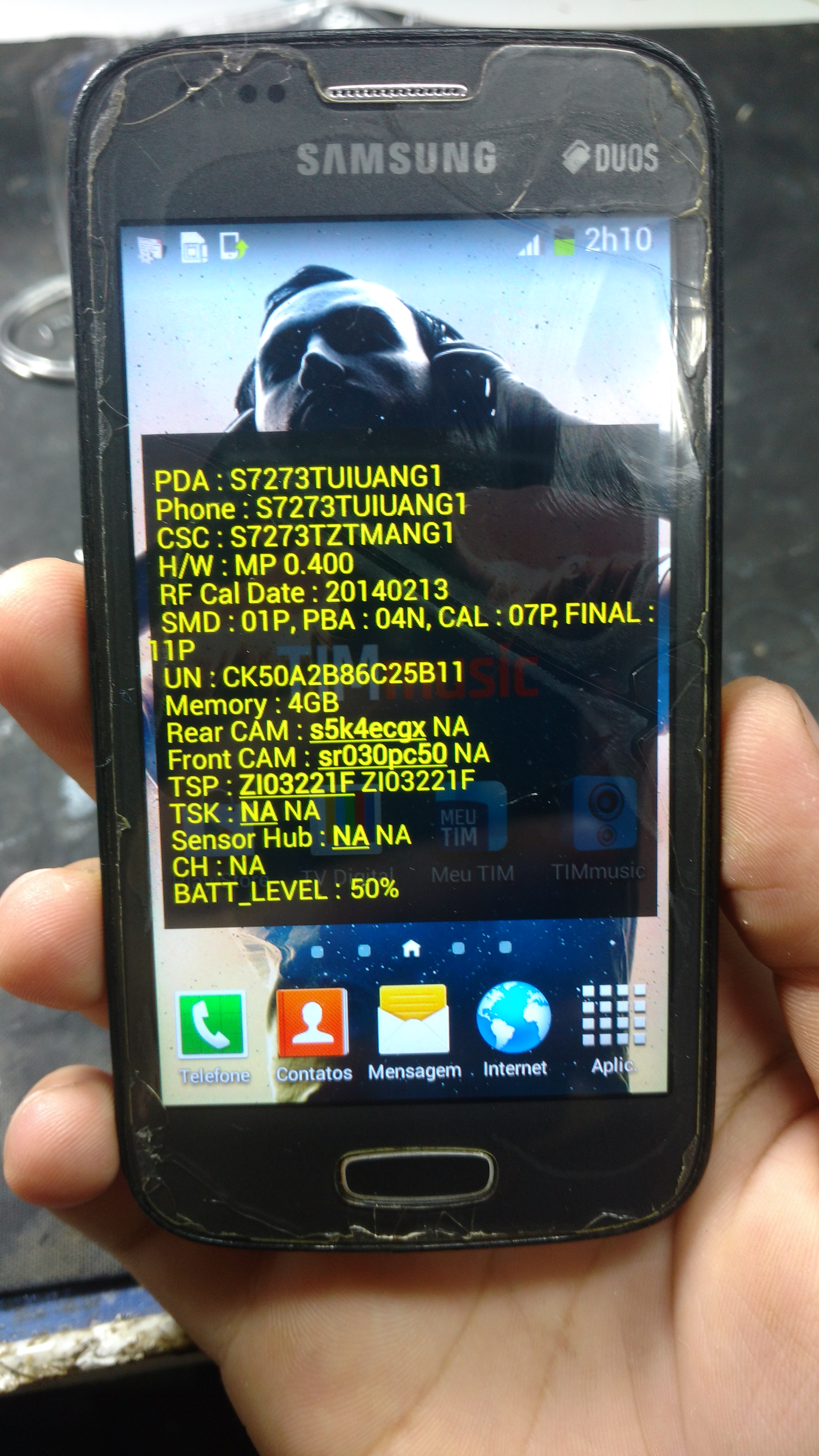 [Resolvido] Letras amarelas na tela Samsung s7273t