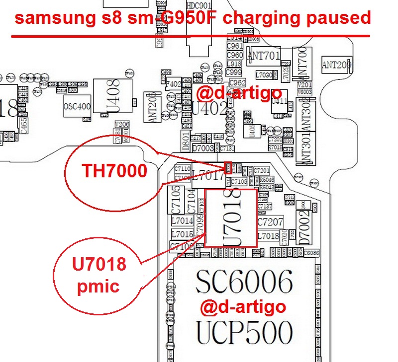 G950FD S8 carregamento em pausa, aquecimento, detectado umidade