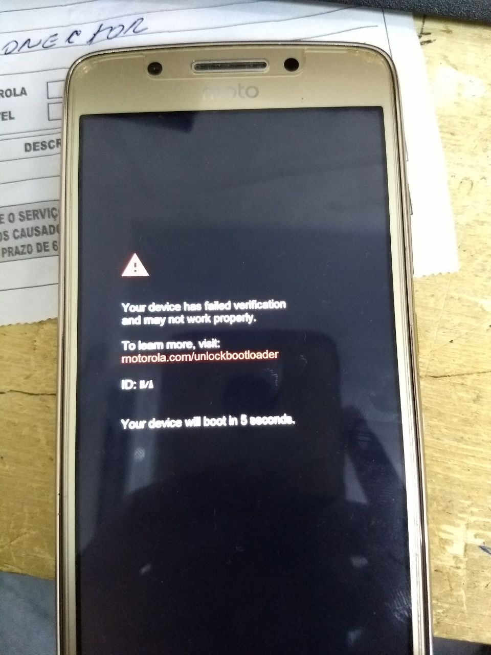motog5 xt 1672 - Your device has failed verification and may not work properly